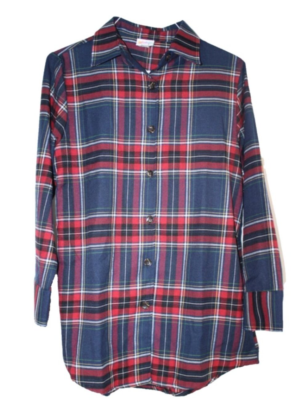 LuLaRoe ABIGAIL Button-Up Shirt Women's Top NWT Size Medium Plaid Red Navy Blue